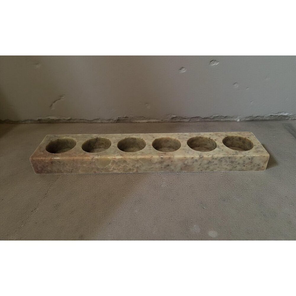 Vintage Marble 6-Row Votive Candle Holder (12"L x 2.5"W x 1"H)